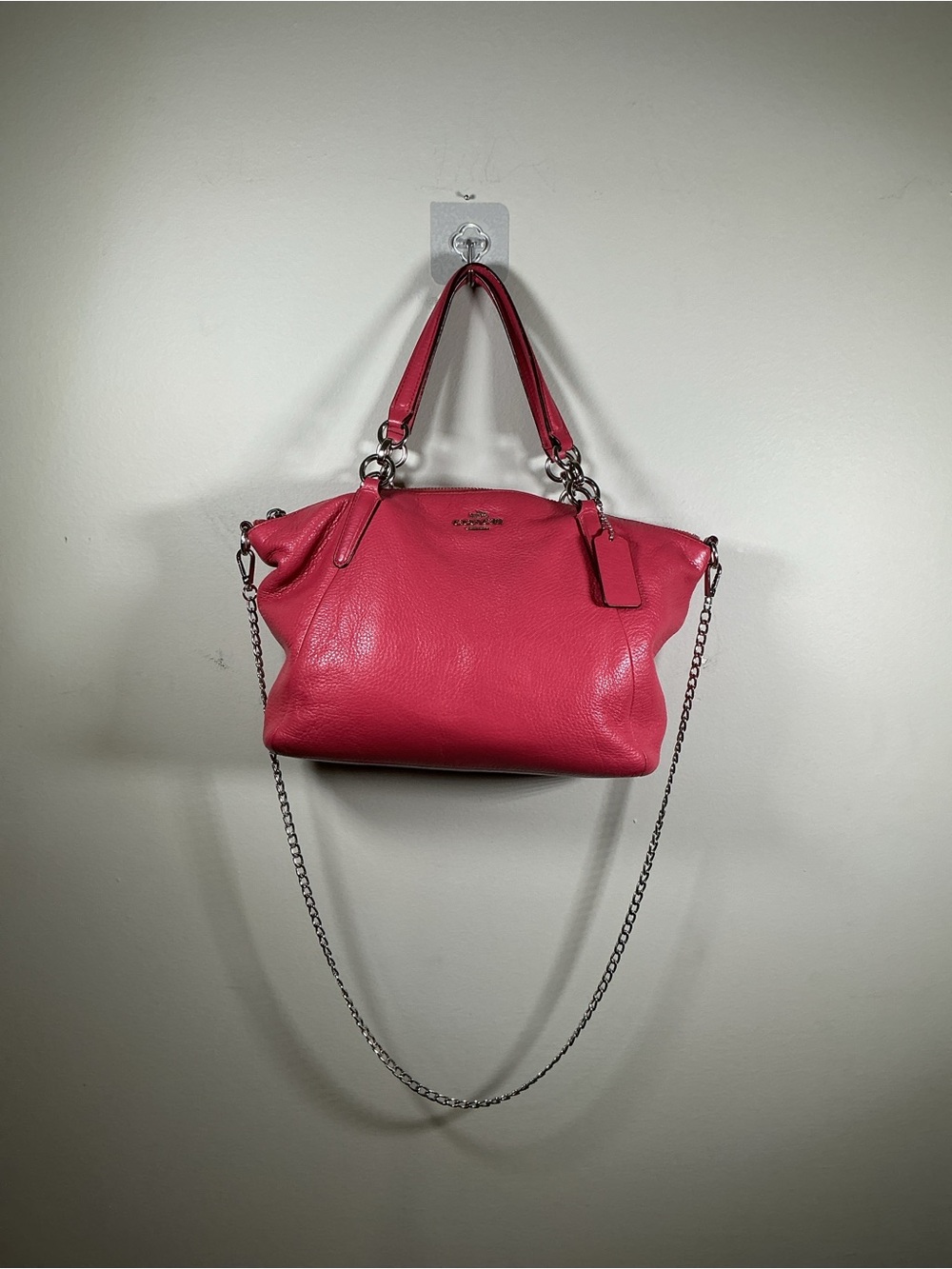 Coach Pink Pebbled Leather Shoulder Tote